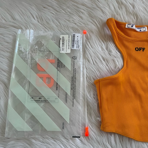 Off White Crop Top Orange - Picture 3 of 5